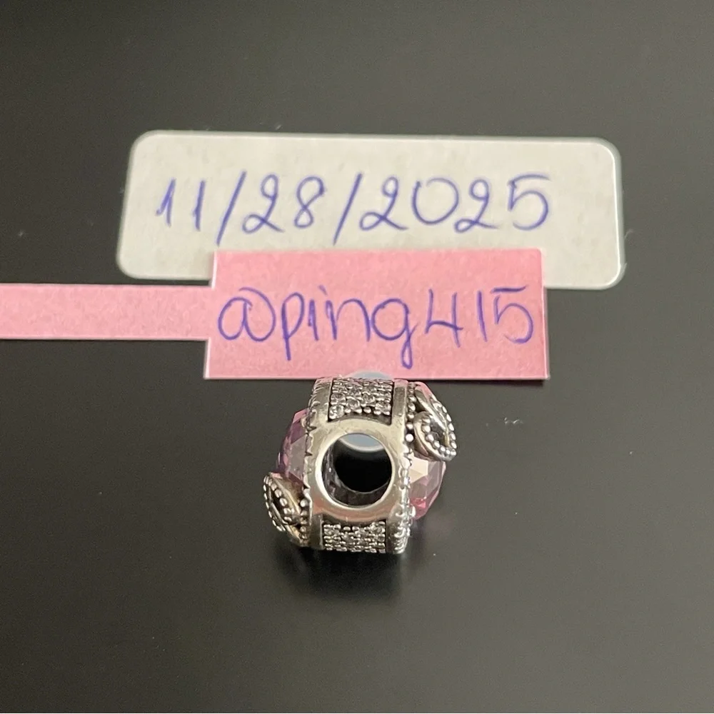 Pandora Valentine Double Heart Pink Radiant Charm - Picture 7 of 9